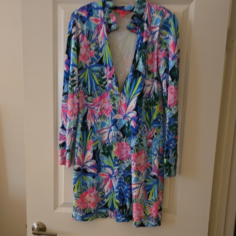 Lilly Pulitzer Floral Long Sleeve Dress - Blue and Pink